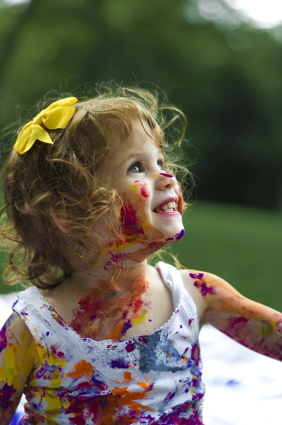 A joyful child playing outdoors